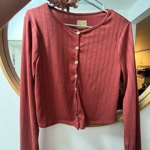 Free-Est Ribbed Rusty Rose 2 Piece PJ Set